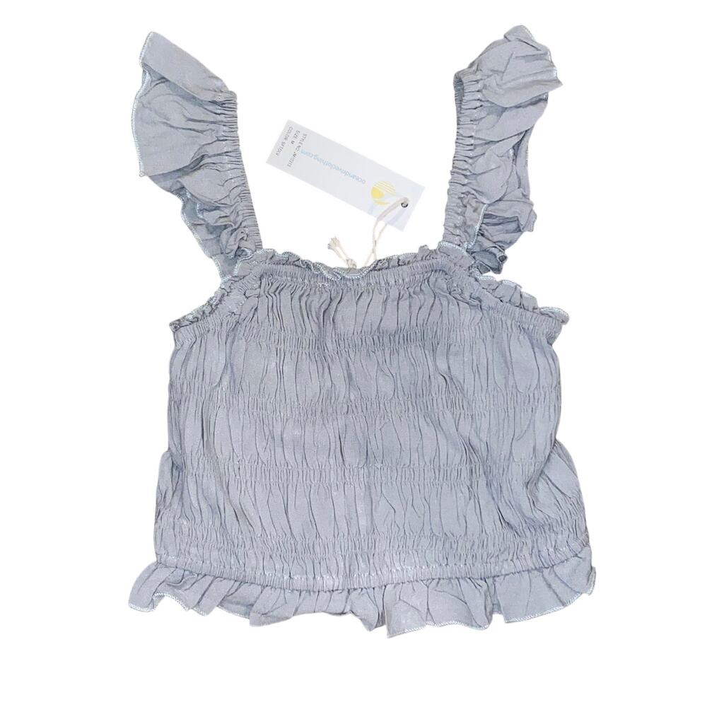 Light Blue NWT Ocean Drive Ruffled Cropped Tank